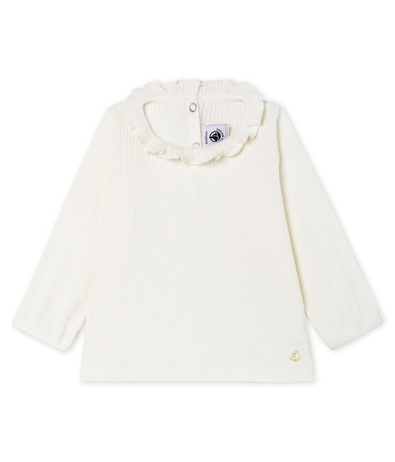 Baby Girls' Long-Sleeved Plain Blouse MARSHMALLOW CN white