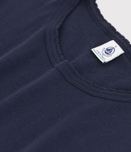 Women's Iconic Organic Cotton T-Shirt With Decorative Stitching SMOKING blue