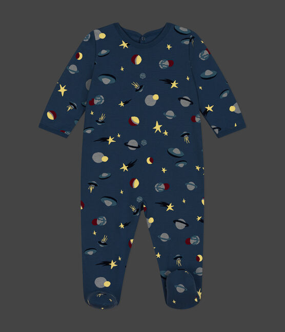 Babies' brushed fleece space print pyjamas BEACH blue/MULTICO