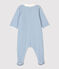 Babies' Blue Stripy Organic Cotton Sleepsuit with Collar MARSHMALLOW white/ALASKA blue