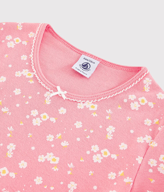 Girls' Cherry Blossom Print Cotton Short Pyjamas GRETEL pink/MULTICO white