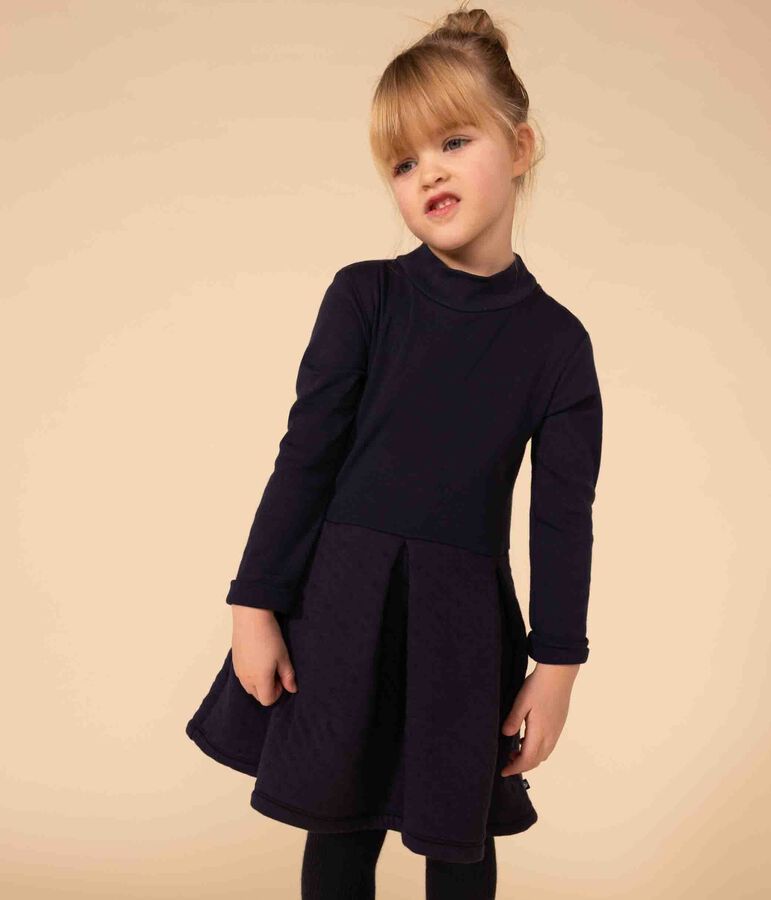 Girls' long-sleeved plain dress SMOKING blue
