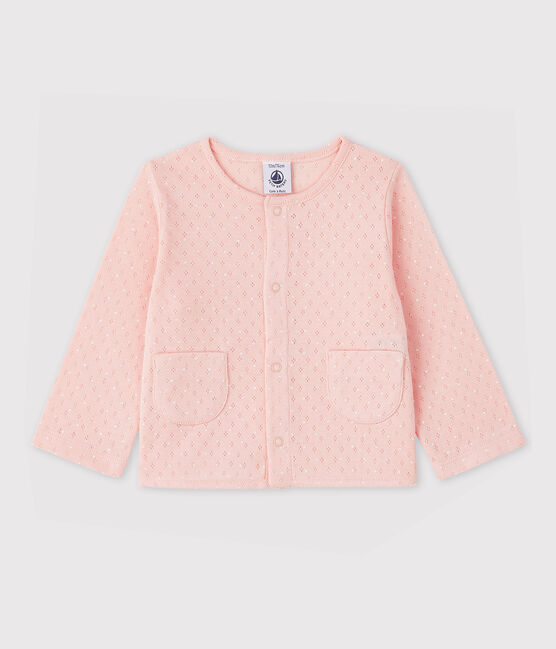 Baby Girls' Ribbed Cardigan MINOIS pink/ECUME white