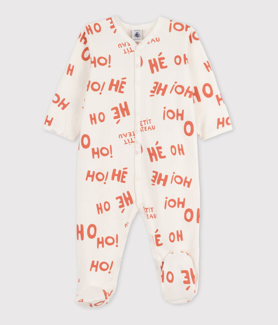 Babies' Fleece Sleepsuit MARSHMALLOW white/BRANDY