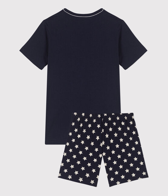 Boys' Starry Cotton Short Pyjamas SMOKING blue/MARSHMALLOW white