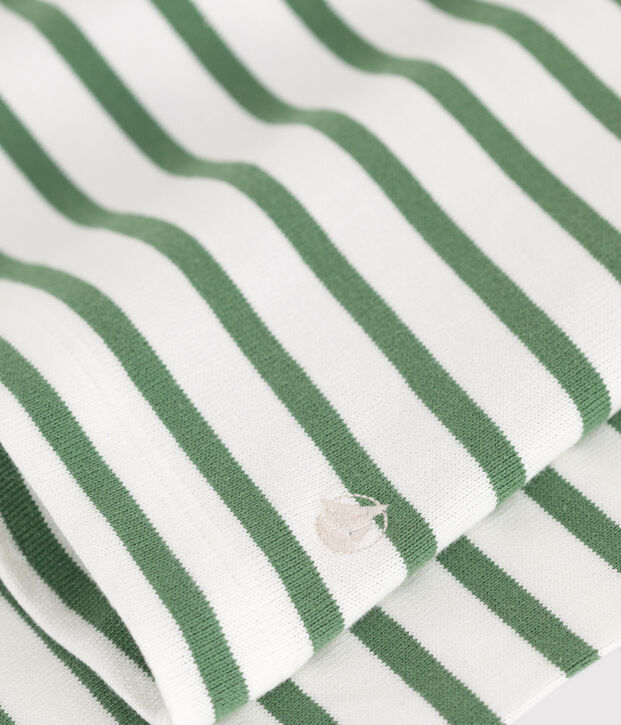 Women's long-sleeved cotton Breton top green/green