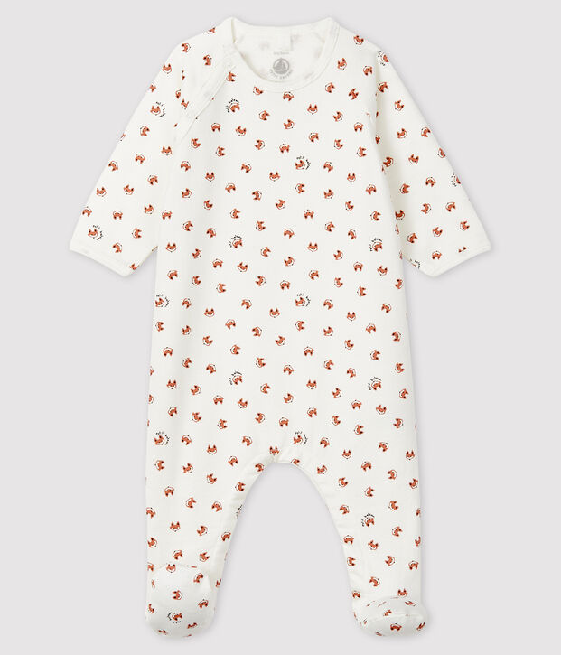 Babies' Fox Print Fleece Sleepsuit white/multicolor