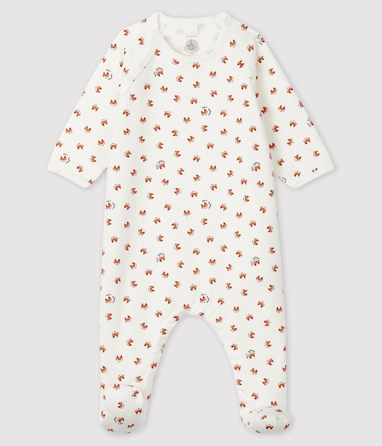 Babies' Fox Print Fleece Sleepsuit white/multicolor