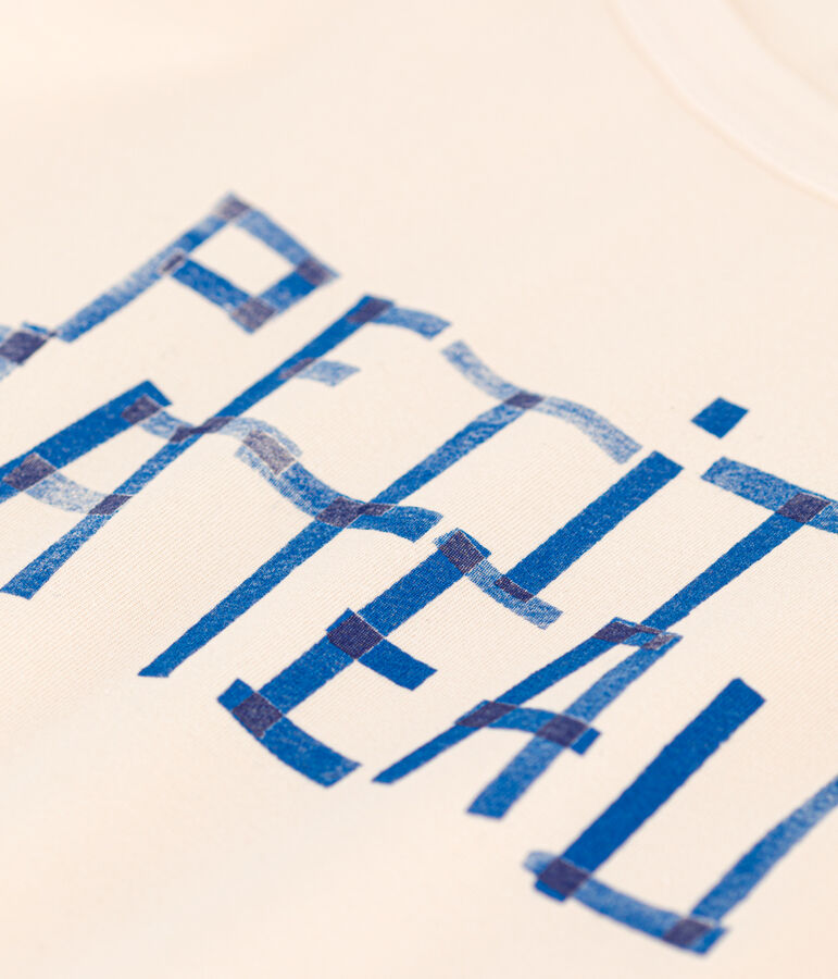 Boys' short-sleeved cotton T-shirt Ecru