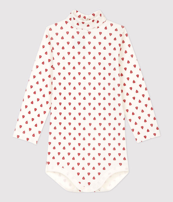 Babies' Cotton Bodysuit MARSHMALLOW white/TERKUIT red