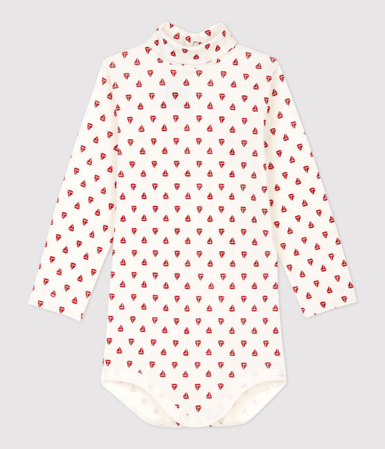 Babies' Cotton Bodysuit MARSHMALLOW white/TERKUIT red