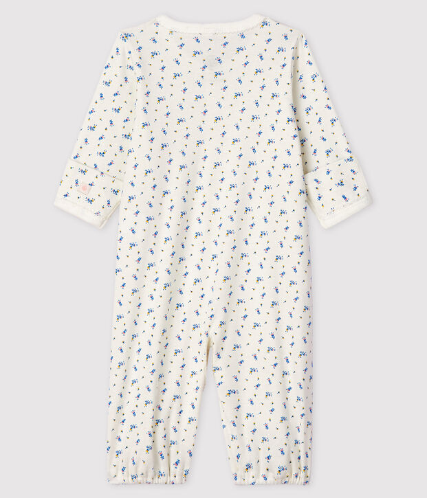 Baby Girls' Floral Print Ribbed Jumpsuit/Sleeping Bag white/multicolor