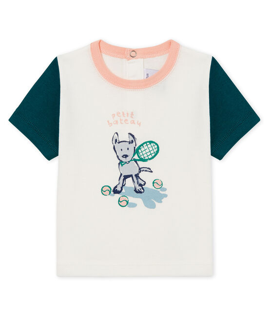 Baby boys' t-shirt with motif MARSHMALLOW white/PINEDE CN green