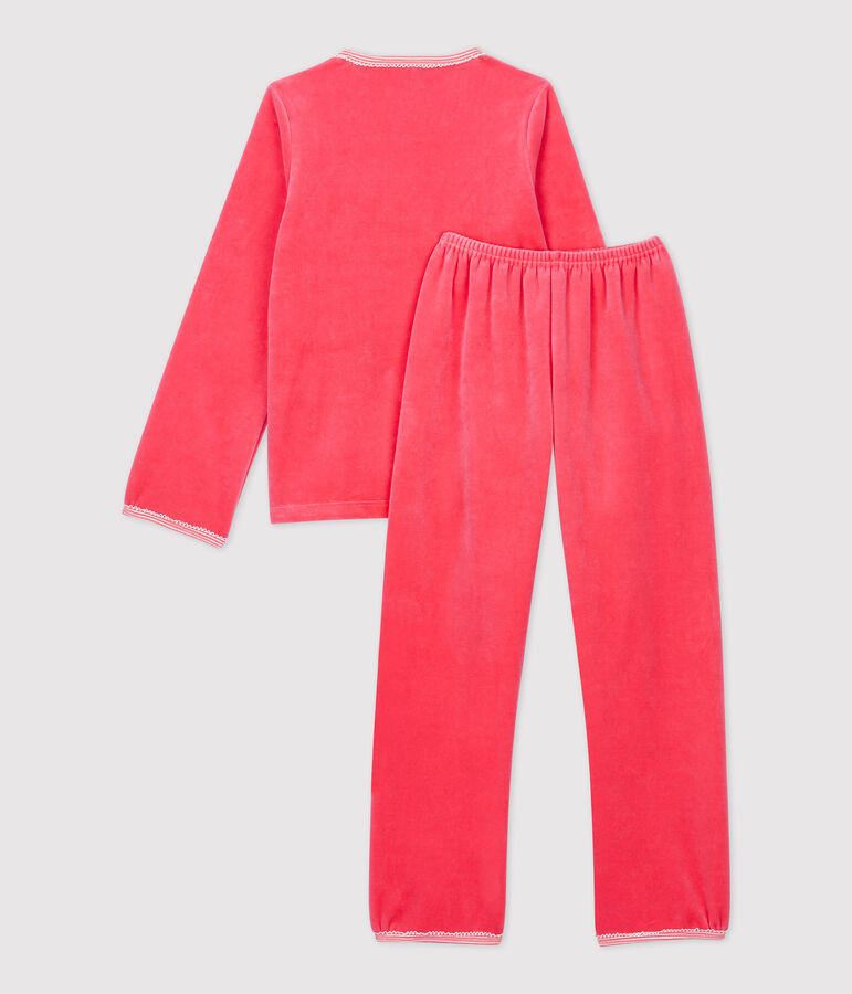 Girls' Pink Cub Motif Velour Pyjamas pink