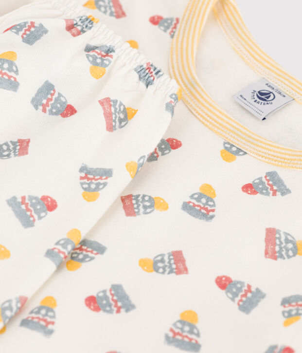 Children's Hat Fleece Pyjamas white/multicolor