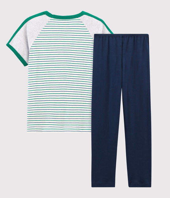 Boys' Short-sleeved Pyjamas MARSHMALLOW white/MULTICO white