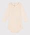 Babies' Long-Sleeved Cotton Bodysuit With Peter Pan Collar AVALANCHE Ecru
