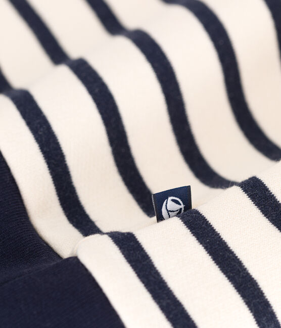 Women's shawl-collared sweatshirt in brushed fleece AVALANCHE white/SMOKING blue