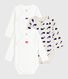 Pack of babies' long-sleeved printed cotton wrapover bodies