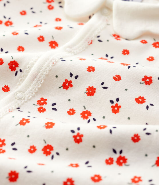 Babies' Paris Footless Organic Cotton Sleepsuit with Collar MARSHMALLOW white/MULTICO white