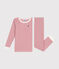 Children's stripy fitted cotton pyjamas ROSEWOOD pink/MARSHMALLOW
