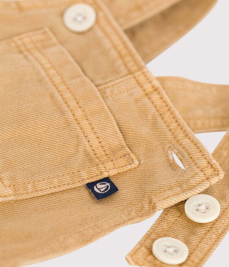 Babies' long coloured denim dungarees beige