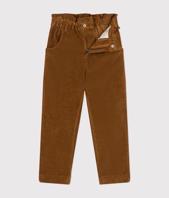 Girls' corduroy trousers CUIVRE brown