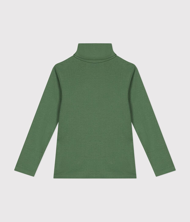 Cotton roll neck top for girls or boys green