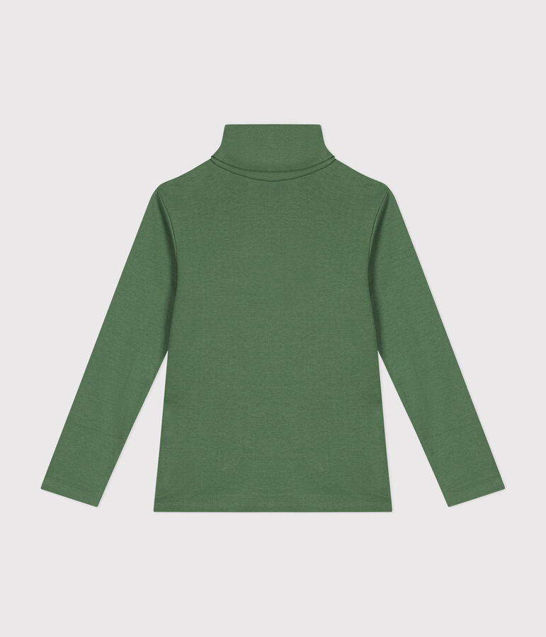 Cotton roll neck top for girls or boys green