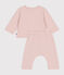 Babies' two-piece set in quilted tube knit SALINE pink