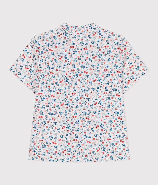 Children's short-sleeved floral cotton blouse MARSHMALLOW white/MULTICO white
