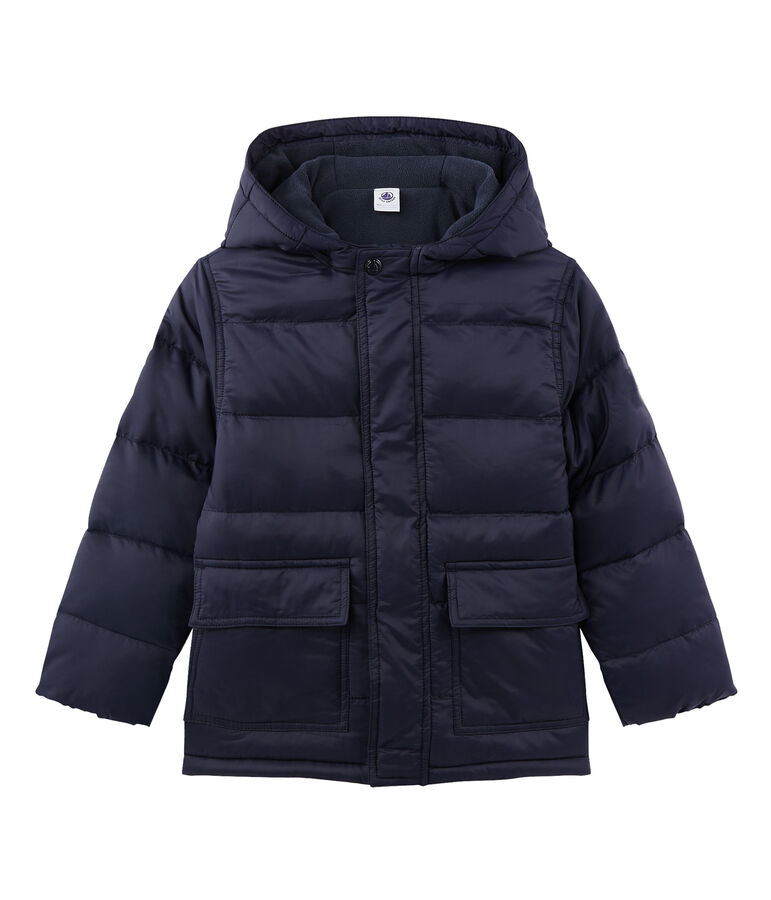 Boys' water-resistant lined anorak SMOKING blue