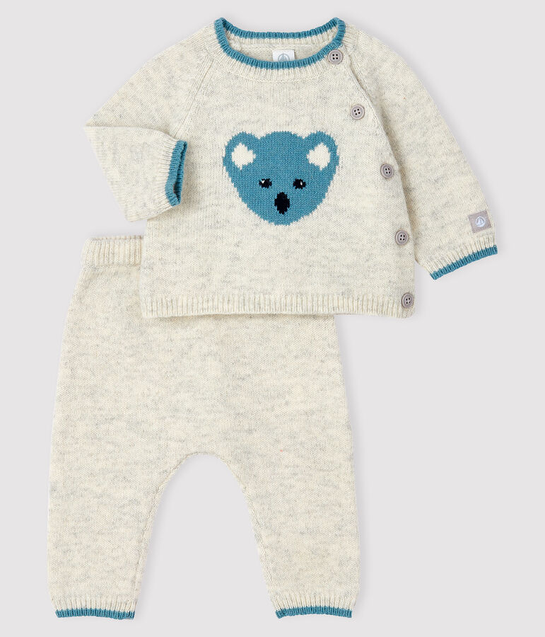 2-piece jacquard knit baby set BELUGA CHINE grey