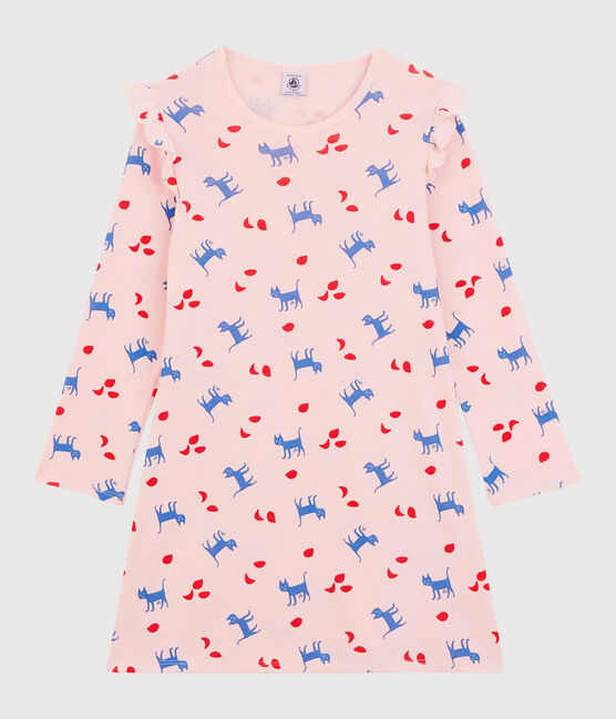 Long-Sleeved Cat Themed Nightdress MINOIS pink/MULTICO white