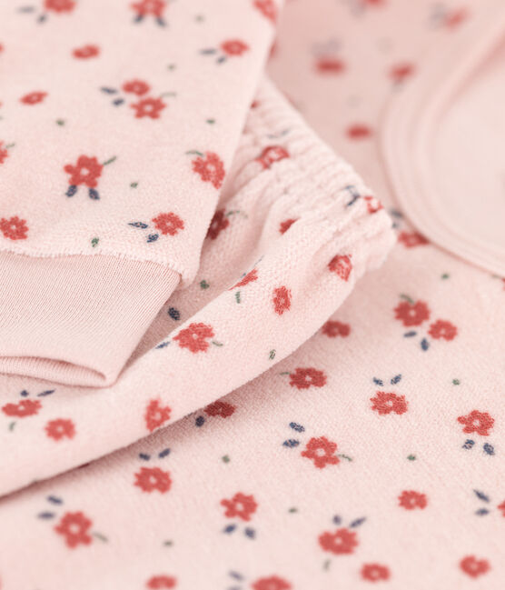 Girls' Floral Velour Pyjamas SALINE pink/MULTICO white