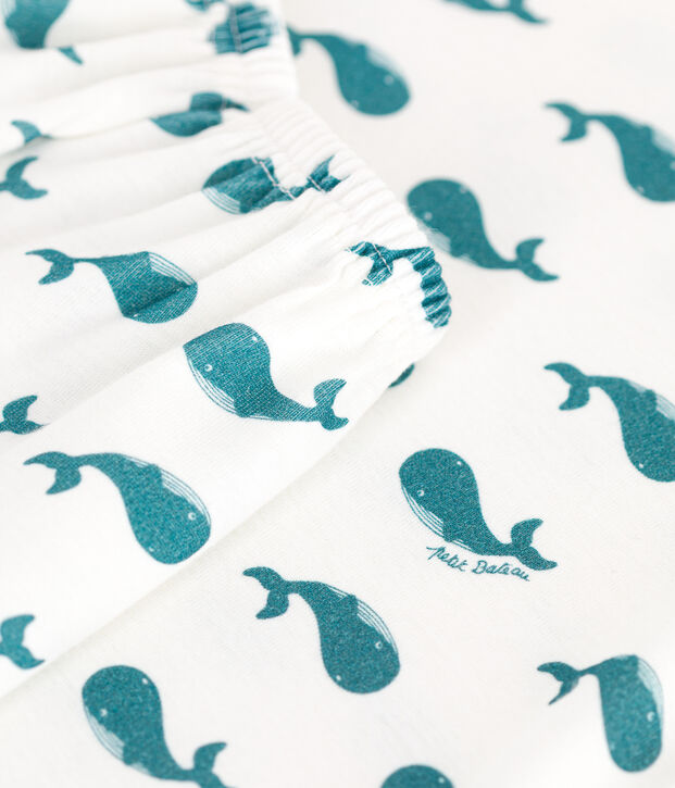 Children's short pyjamas in cotton printed with whales green/green