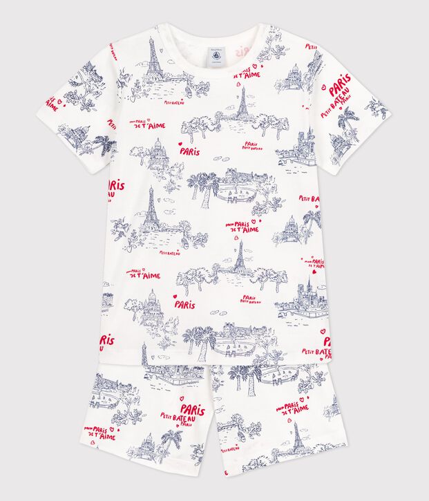 Children's Unisex Cotton Short Pyjamas white/multicolor