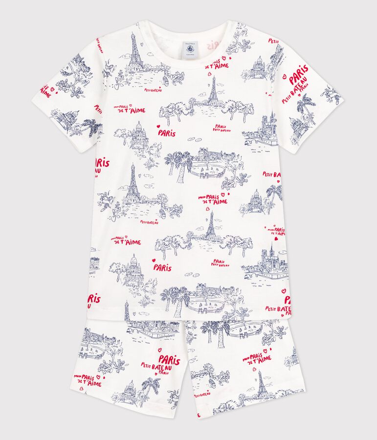 Children's Unisex Cotton Short Pyjamas white/multicolor