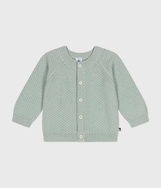Babies' Knitted Cotton Cardigan HERBIER green