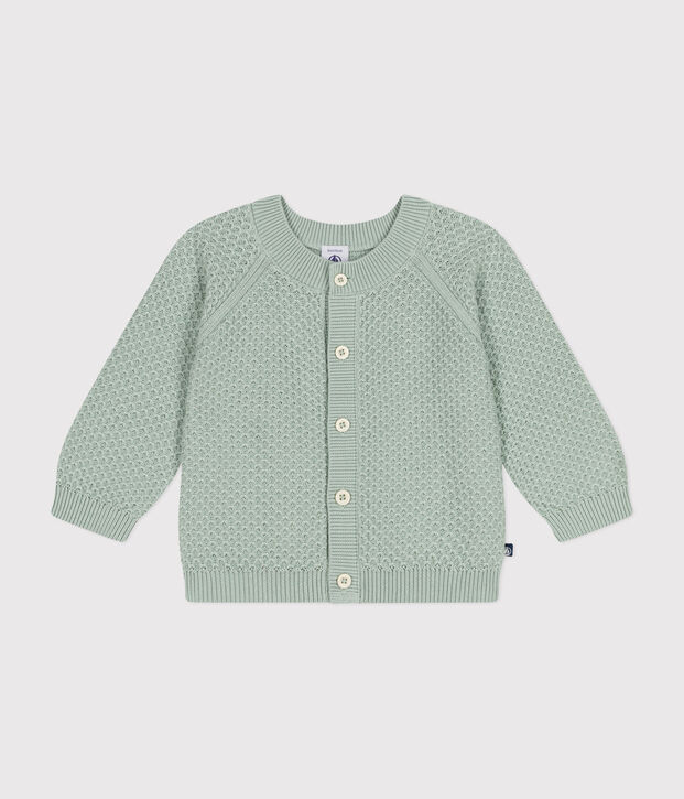 Babies' Knitted Cotton Cardigan green