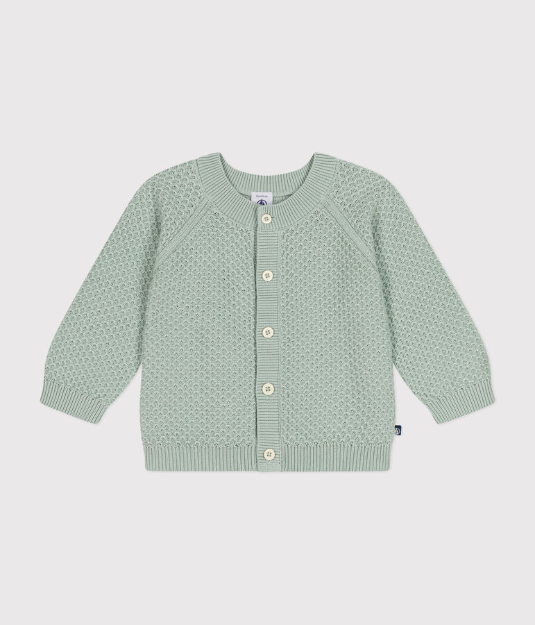 Babies' Knitted Cotton Cardigan green