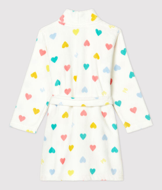 Girls' Multicoloured Heart Fleece Dressing Gown MARSHMALLOW white/MULTICO white