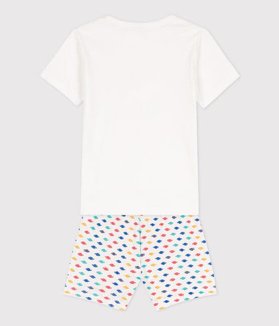 Boys' Sea Animals Short Cotton Pyjamas MARSHMALLOW white/MULTICO white
