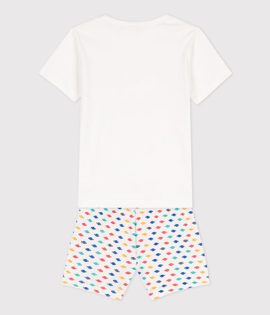 Boys' Sea Animals Short Cotton Pyjamas MARSHMALLOW white/MULTICO white
