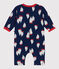 Babies' long-sleeved cotton playsuit printed with boats MEDIEVAL blue/MULTICO white