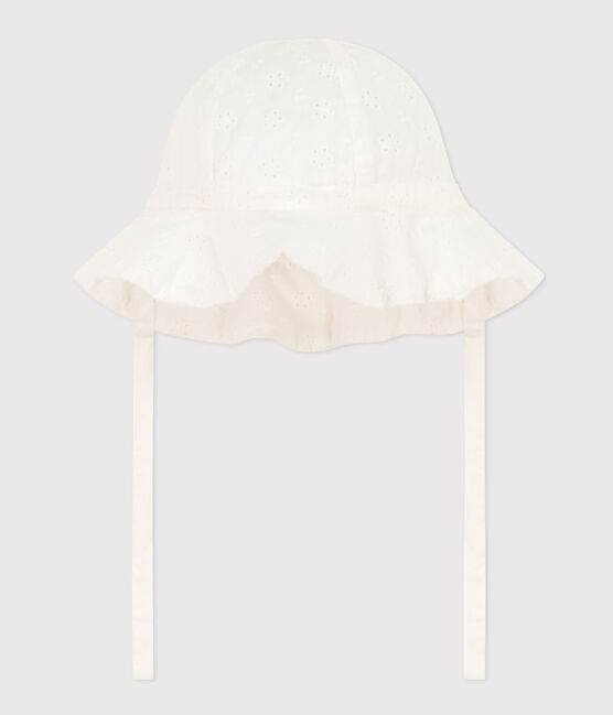 Babies' Broderie Anglaise Sun Hat MARSHMALLOW white