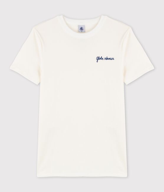 Women's Round Neck Screen-Printed Cotton T-Shirt MARSHMALLOW white