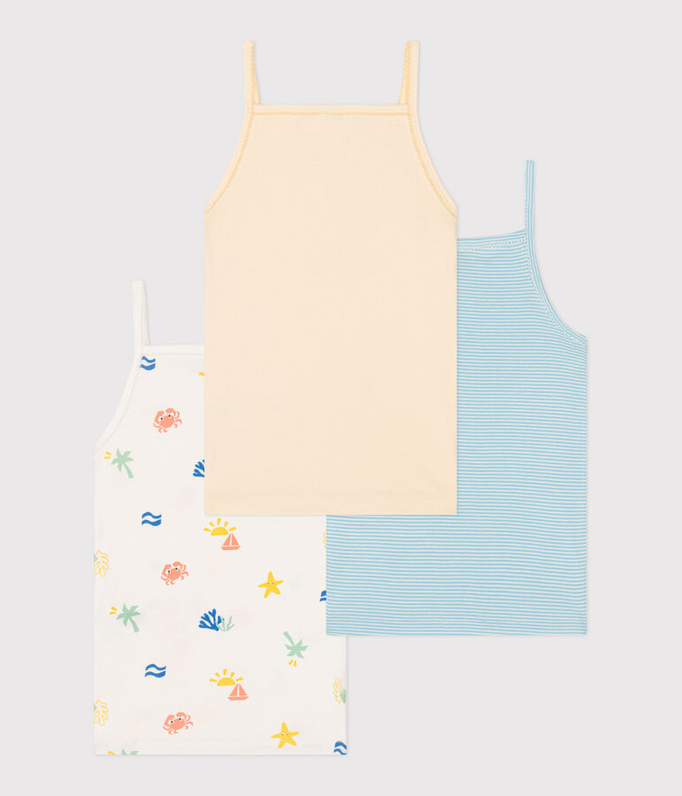Children's printed cotton tank tops - 3-pack multicolor