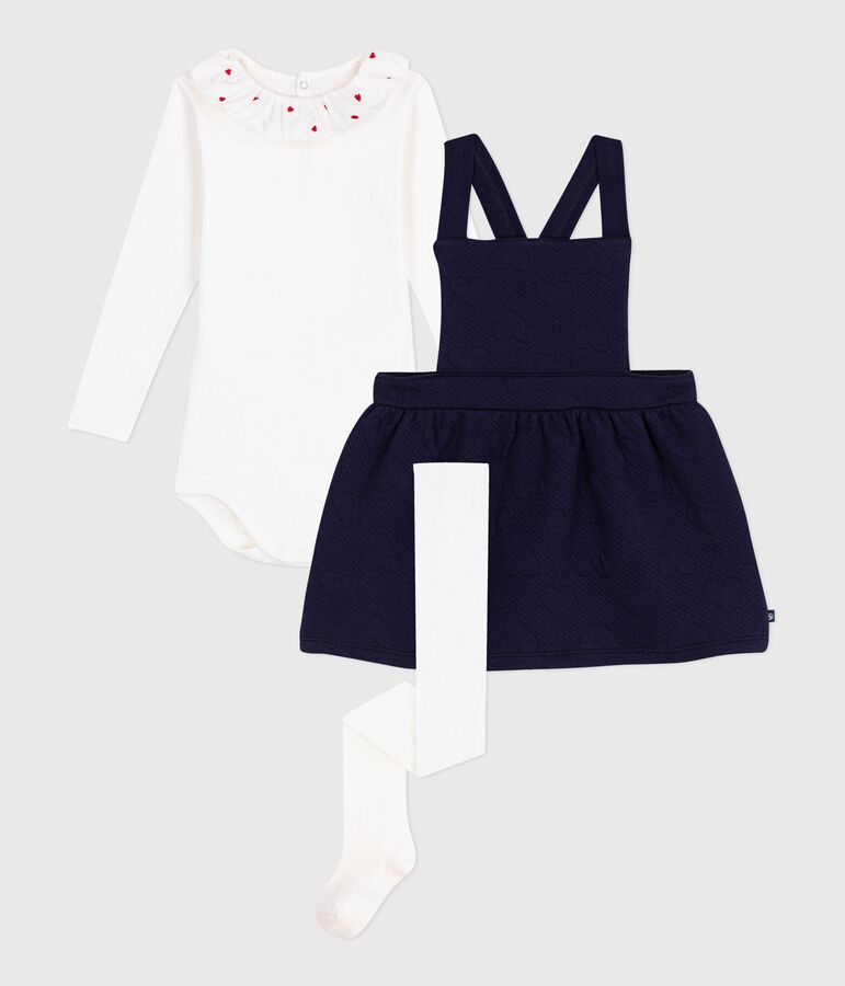 Babies' cotton gift set: dress, body and tights multicolor