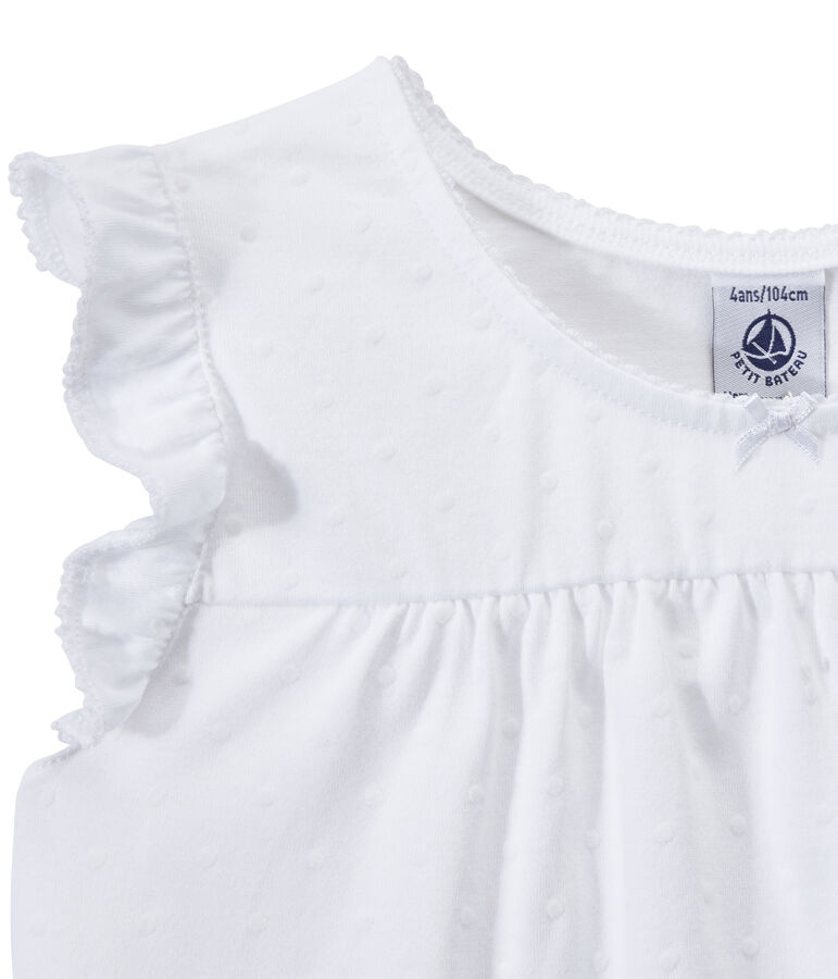 Girls' Fine Cotton short Pyjamas white